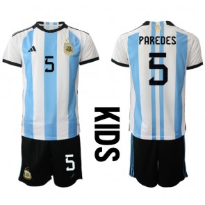 Argentina Leandro Paredes #5 Dětské Domácí dres komplet MS 2022 Krátký Rukáv (+ trenýrky)